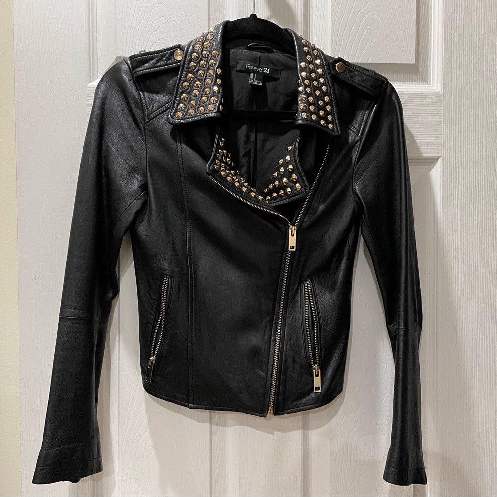 Black Lambskin Leather Moto / Motorcycle Jacket